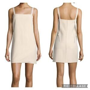 NEW $495 Helmut Lang Neutral Beige Tan Sleeveless Back Lip Mini Dress Large
